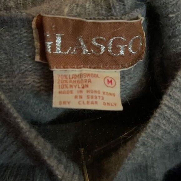 Vintage Glasgo gray lambs wool sweater size Medium BoxN turtleneck - Picture 3 of 5